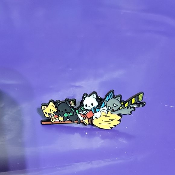 Accessories - Cute Cat Enamel Pin on Broom